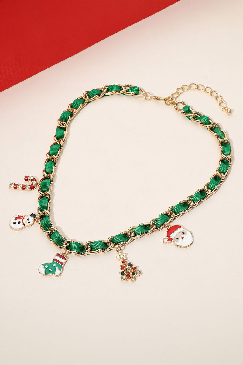 Ribbon Christmas Necklace - Green