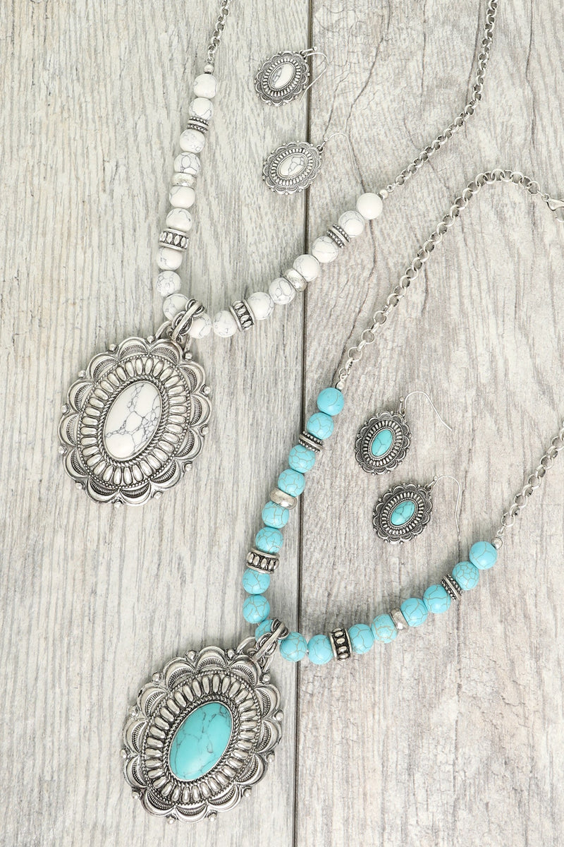 Oval Marbled Necklace Set