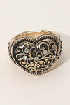 Vintage Stone Filigree Heart Stretch Ring