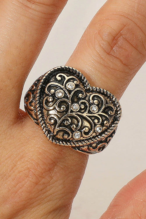 Vintage Stone Filigree Heart Stretch Ring