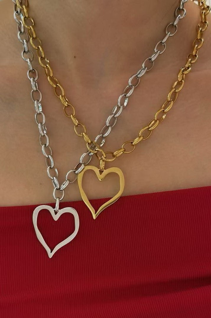 Open Heart Stainless Necklace