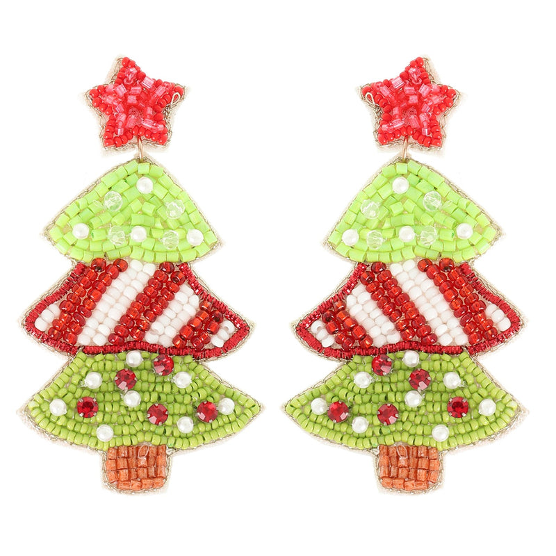 The Lime Red Christmas Beaded Earrings
