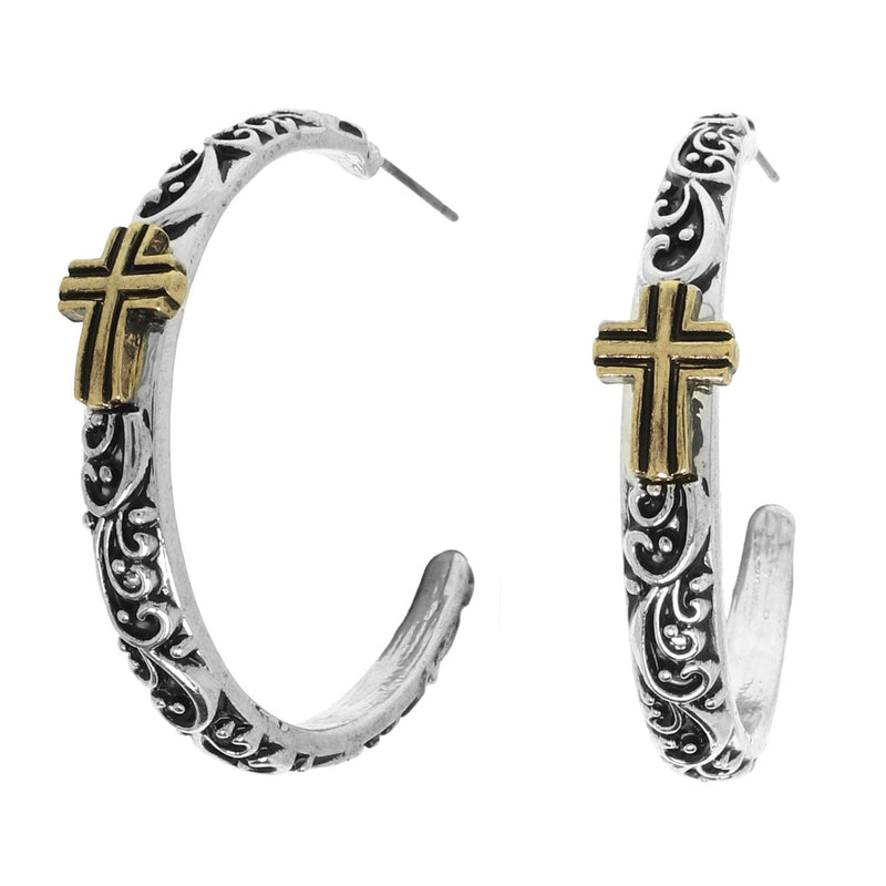 Mixed Up Cross Earrings - Gold