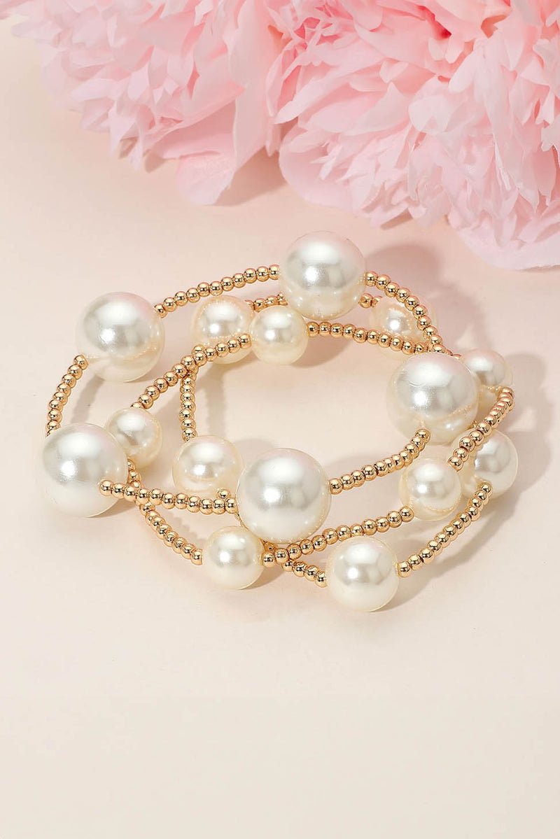 Chunky Pearl Gold Bracelet Set