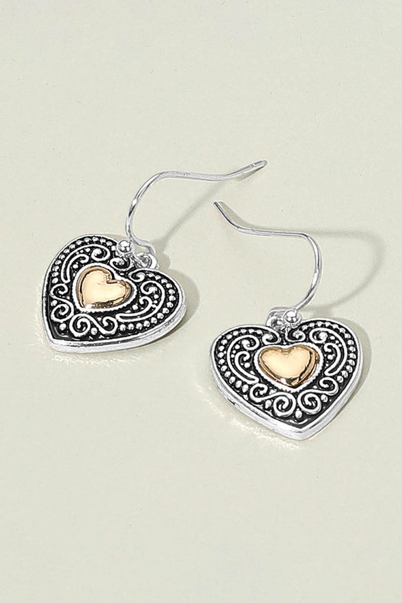 Antiqued Heart Earrings
