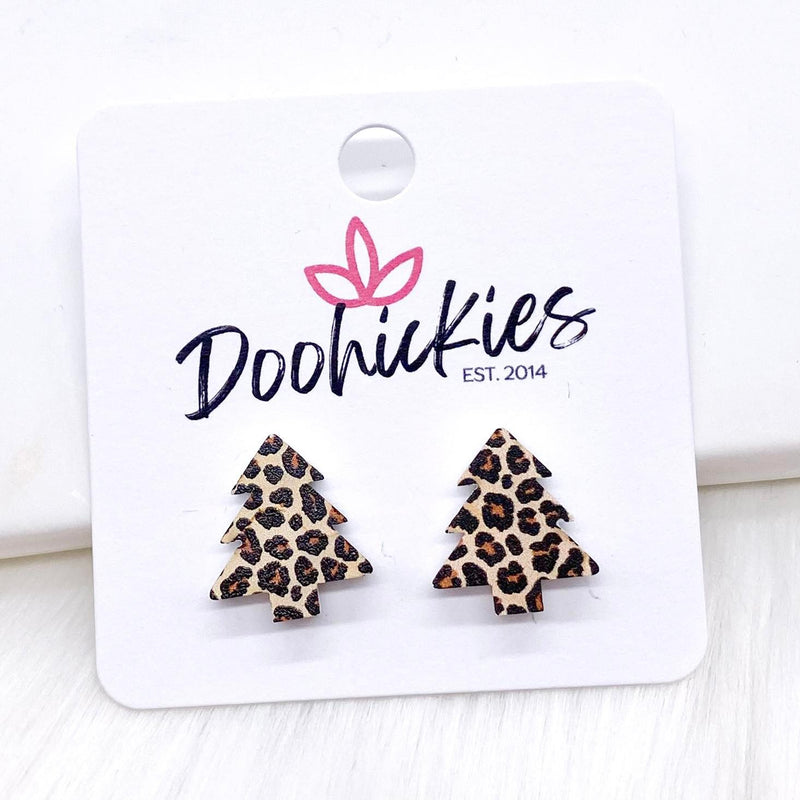 Leopard Tree Stud Earrings
