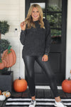 Alexis Vintage Corded Pullover Black - PREORDER