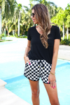 PREORDER-Checkerboard Checkered Drawstring Everyday Shorts