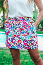 PREORDER-Fiesta Time Floral Skort, White