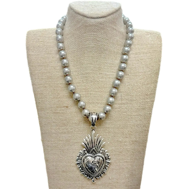 Sacred Heart on Navajo Necklace