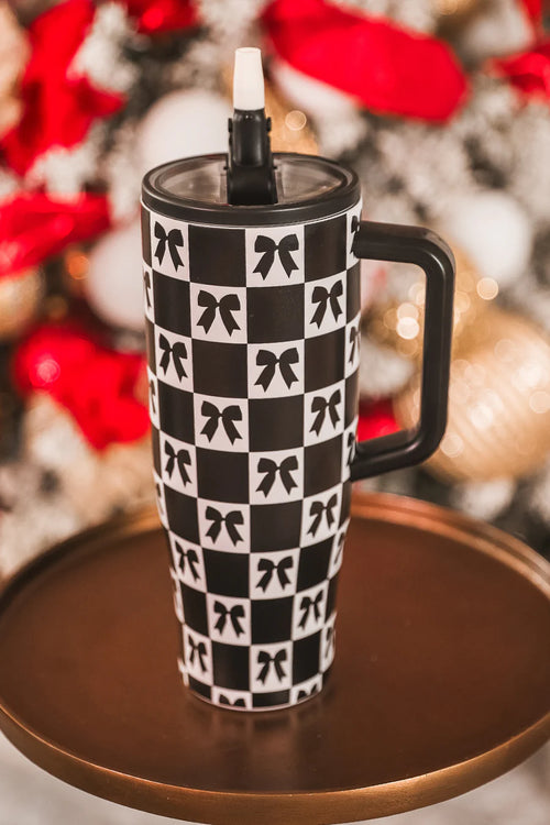 Bow Chic Checkered Tumbler