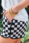 PREORDER-Checkerboard Checkered Drawstring Everyday Shorts