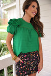 Kimber Eyelet Top - Kelly Green