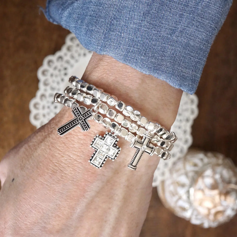 Cross Stretch Charm Bracelet