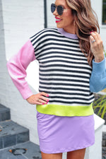 Nikki Striped Color Block Sweater