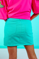 Nova Denim Skirt - Turquoise PREORDER