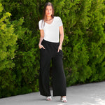 Wide Leg Textured Pants With Pockets