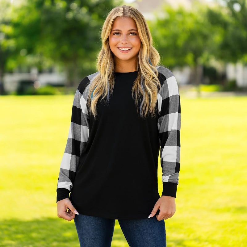 Black & White Plaid Top