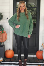 Alexis Vintage Corded Pullover Olive - PREORDER