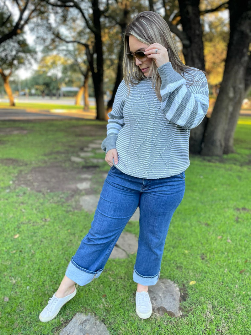 Aspen Striped Sleeve Sweater in Four Colors