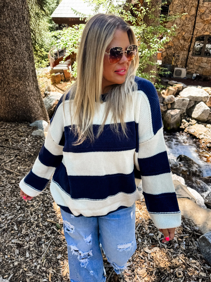 Kadie Stripe Knit Sweater in Four Colors PREORDER