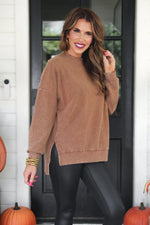Alexis Vintage Corded Pullover Chocolate - PREORDER
