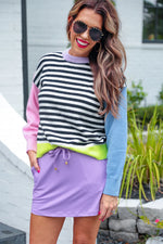 Nikki Striped Color Block Sweater