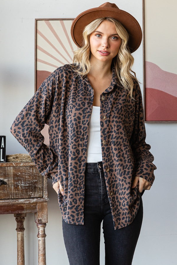 Ribbed Leopard Shacket