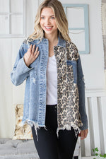 Frayed Denim Leopard Jacket