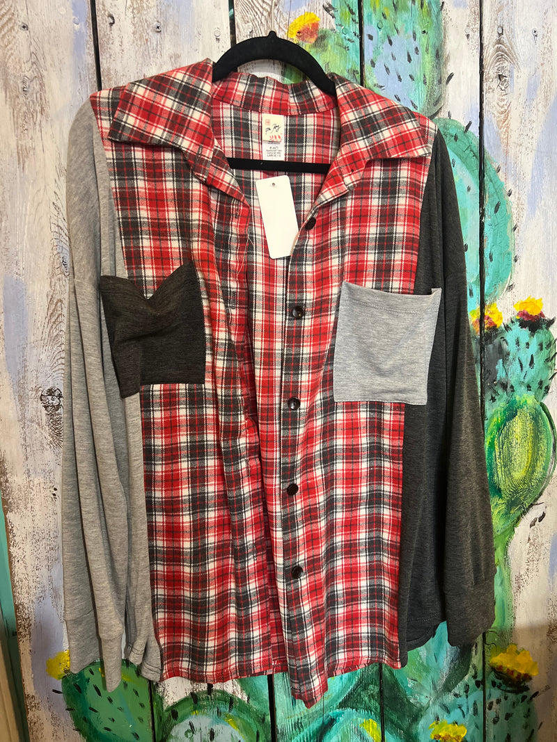 Plaid Colorblock Cardigan
