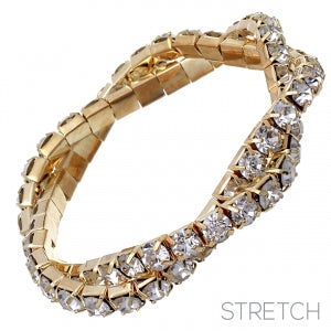 Twist Stretch Rhinestone Bracelet - Gold