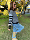 Aspen Striped Sleeve Sweater in Four Colors