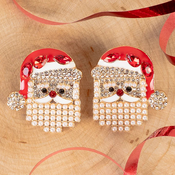 Rhinestone Santa Earrings