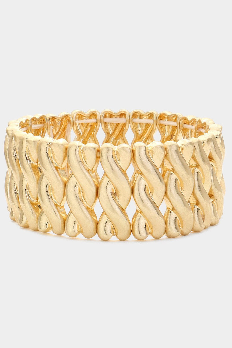 Braided Wide Stretch Bracelet - Gold