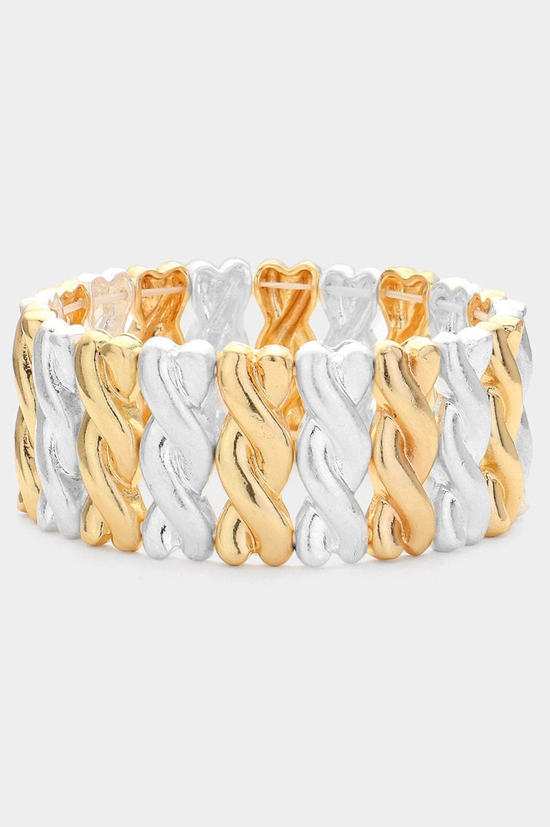 Braided Wide Stretch Bracelet - Mixed