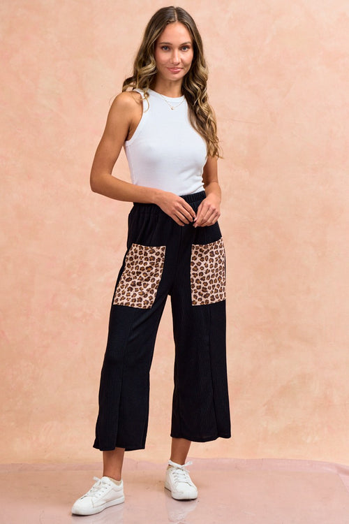 Sabrina Ribbed Pants - Jet Black