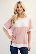 Waffle Knit Short Sleeve - Pink