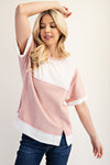 Waffle Knit Short Sleeve - Pink