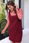 Rory Ribbed Jumpe Dress - Burgundy
