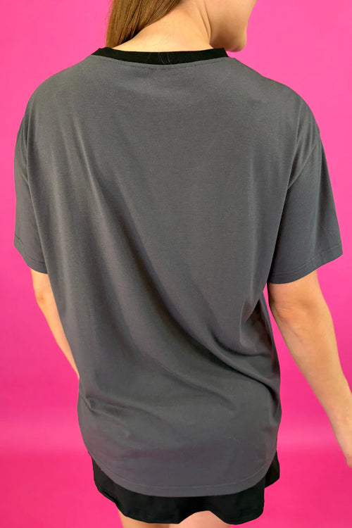 Faux Leather Bow Oversized Tee