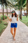 PREORDER- Blue And White Drawstring Everyday Shorts