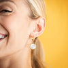 Lunar Medallion Crystal Huggie Earrings