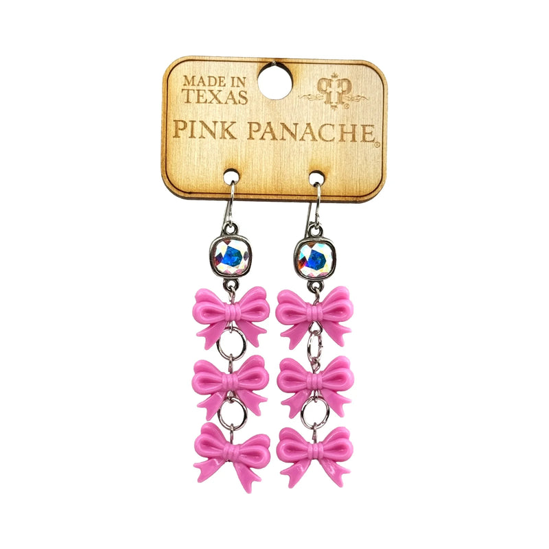 Pink Triple Bow Earrings