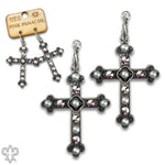 Crystal Pearl Cross Earrings