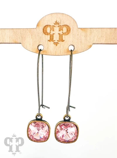 Pink Cushion Cut Earrings