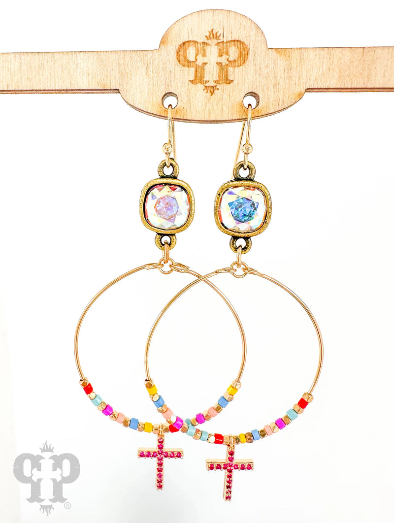 Colorful Cross Earrings