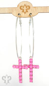 Neon Cross Earrings - Pink Panache