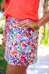 PREORDER-Fiesta Time Floral Skort, White