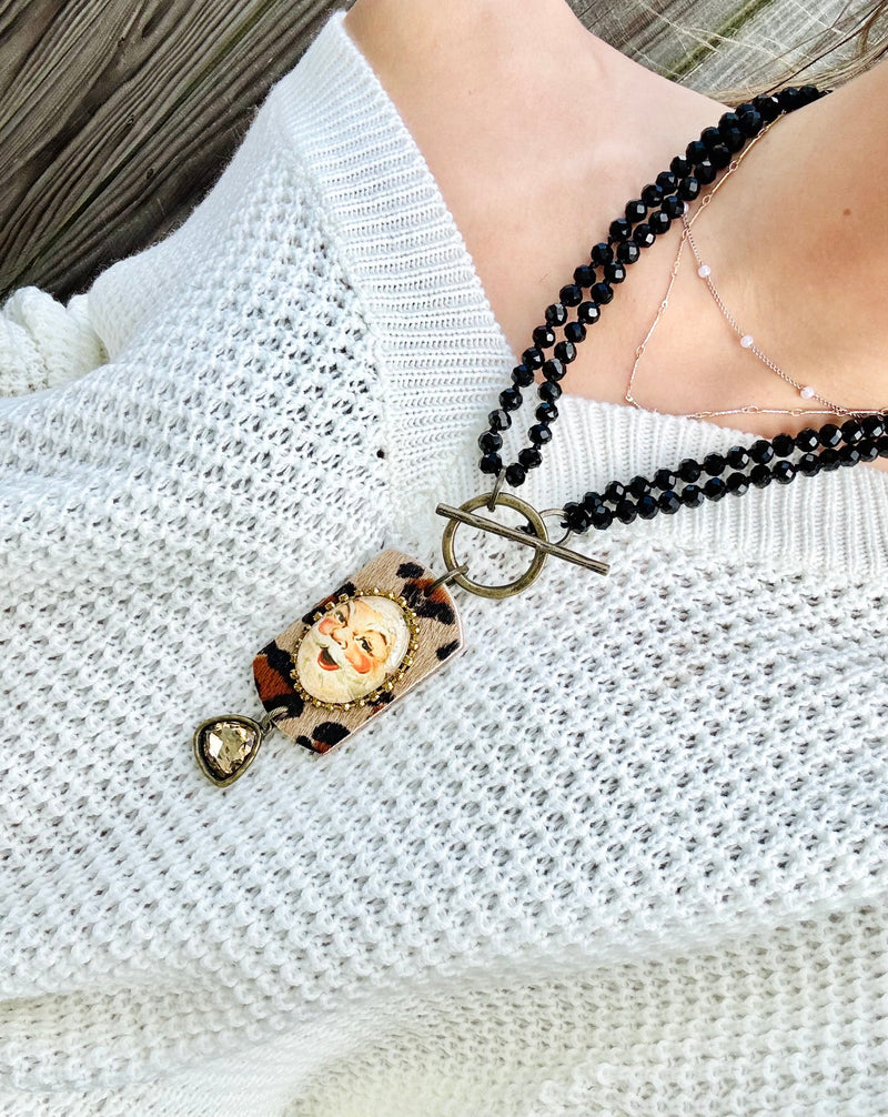 Double Beaded Toggle Santa Hide Necklace