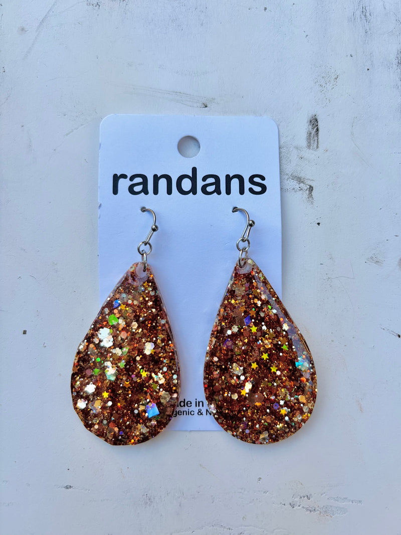 Brown Glitter Acrylic Earrings